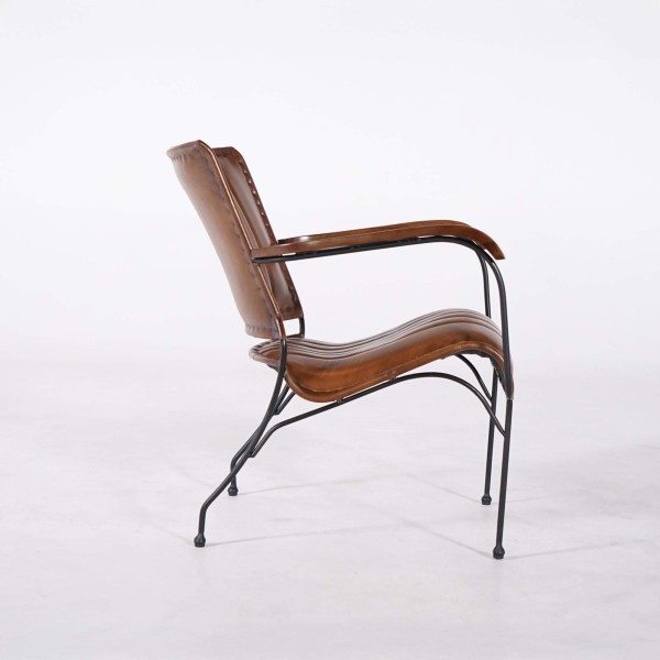 Vintage leren fauteuil in bruin 1-zits - Cosy