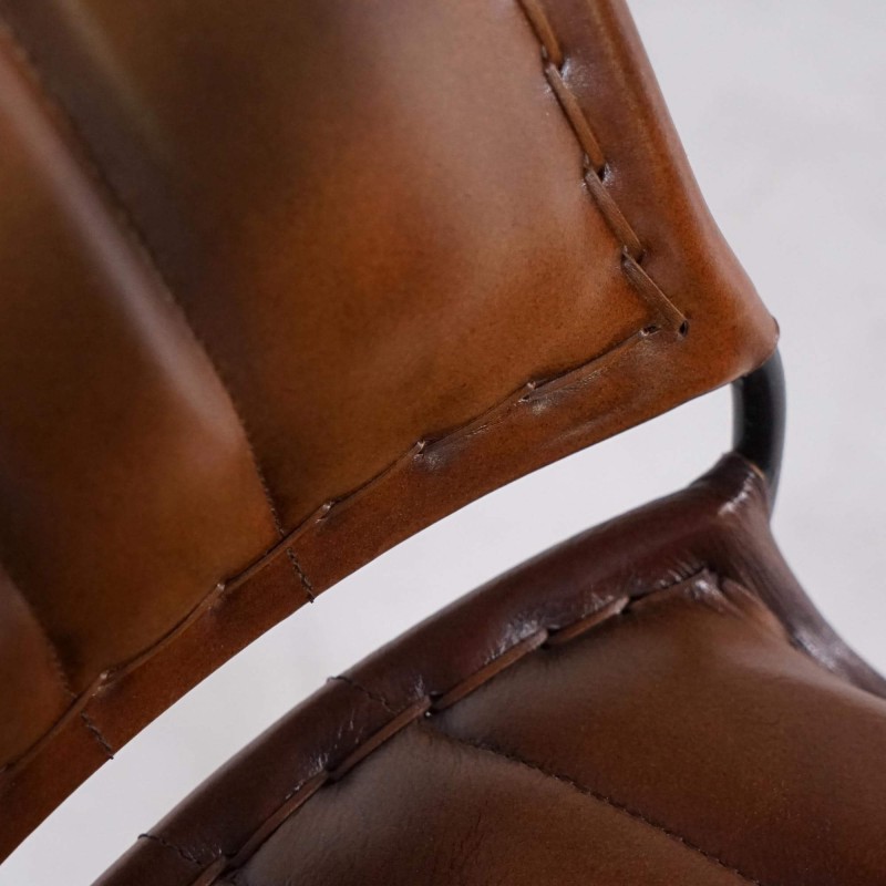 Vintage leren fauteuil in bruin 1-zits - Cosy