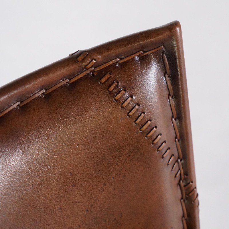 Vintage metalen en lederen keukenstoel - Smart