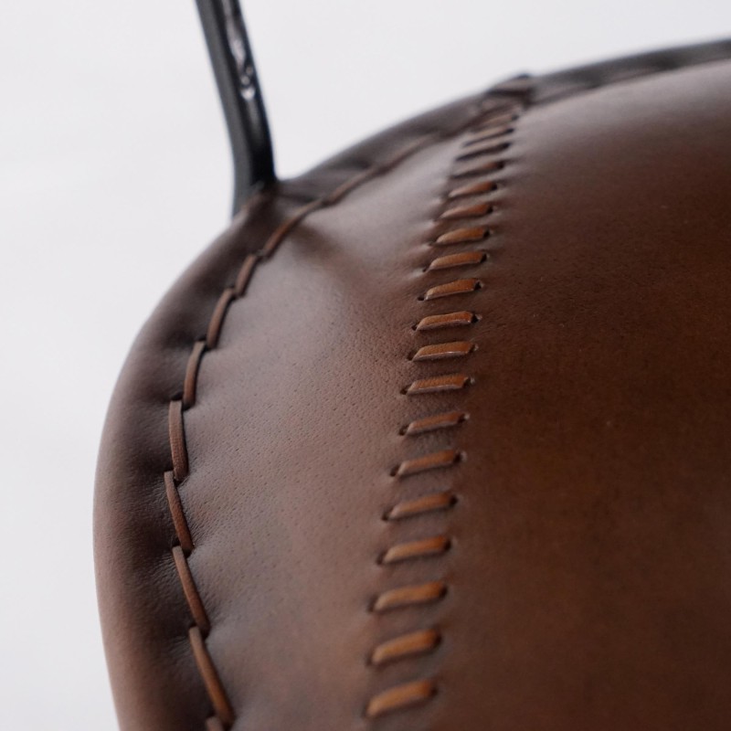 Vintage metalen en lederen keukenstoel - Smart