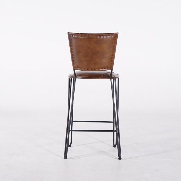 Vintage metalen en lederen keukenstoel - Smart