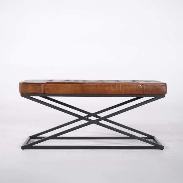 Bank in natuurleer en metaal - Clay