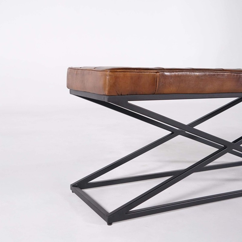 Bank in natuurleer en metaal - Clay