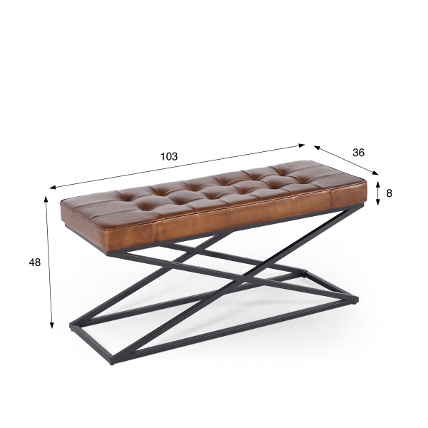 Bank in natuurleer en metaal - Clay