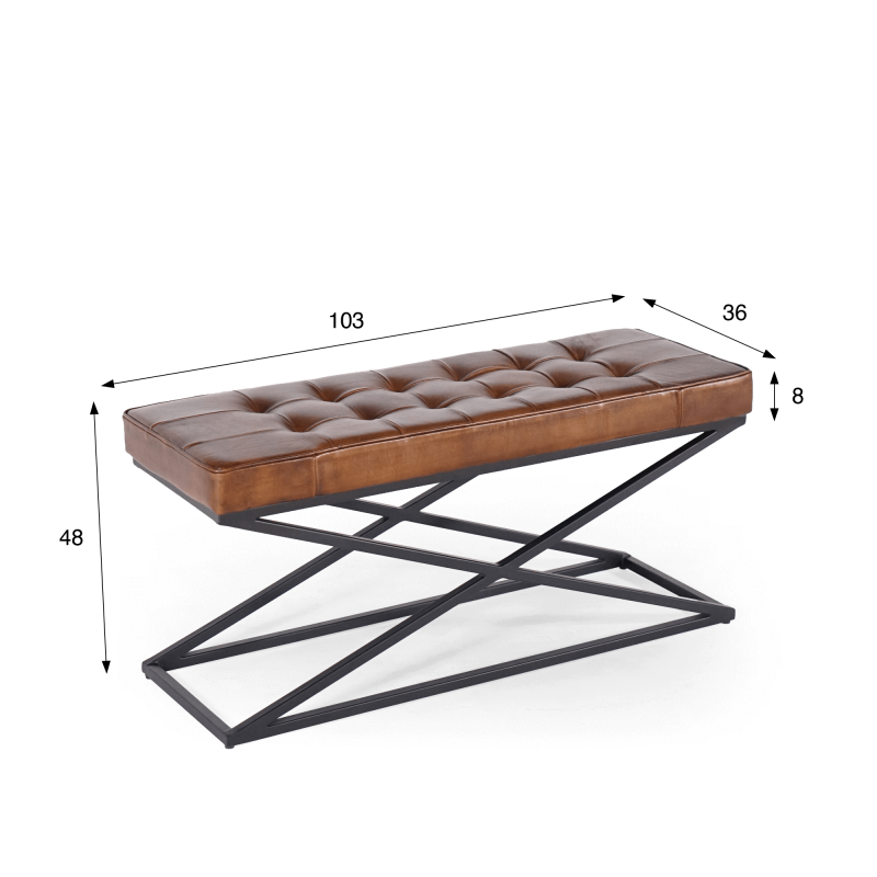 Bank in natuurleer en metaal - Clay