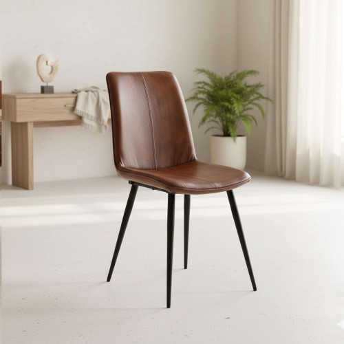 Vintage stoel in bruin leer...