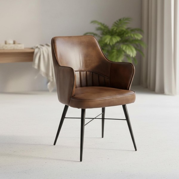 Vintage leren stoel met armleuningen - Yard