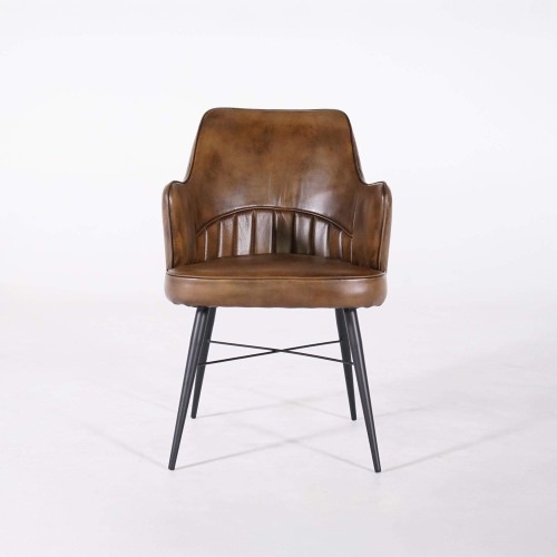 Vintage leren stoel met armleuningen - Yard