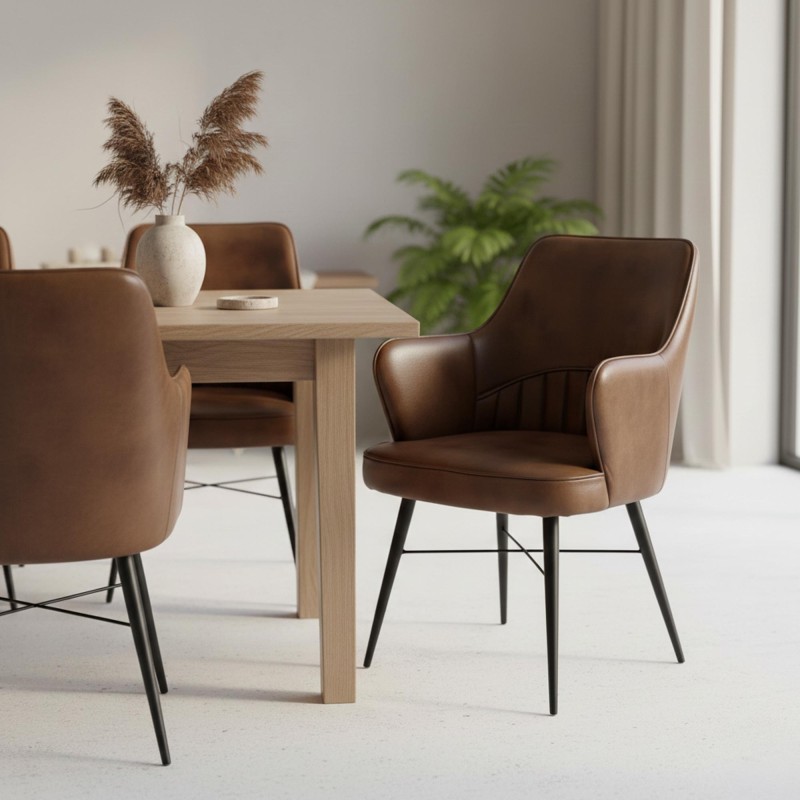 Vintage leren stoel met armleuningen - Yard