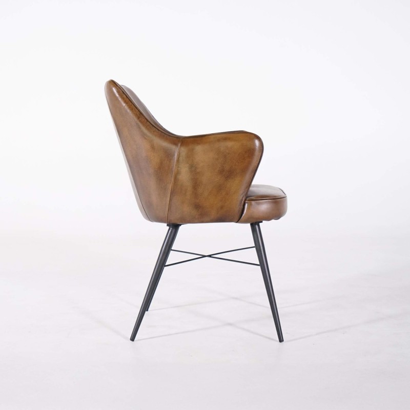 Vintage leren stoel met armleuningen - Yard