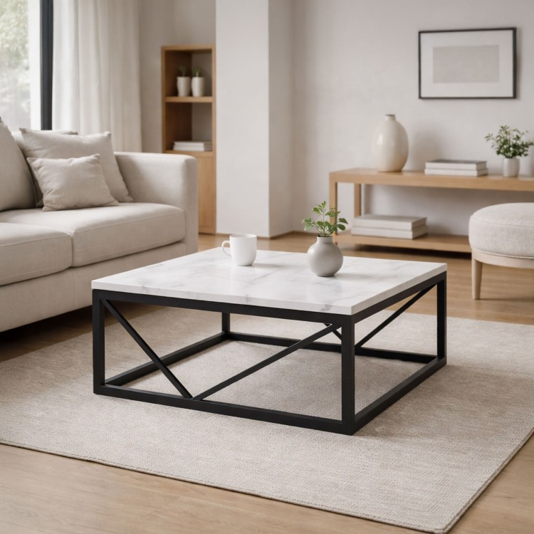 Salontafel vierkant marmer wit - Verona