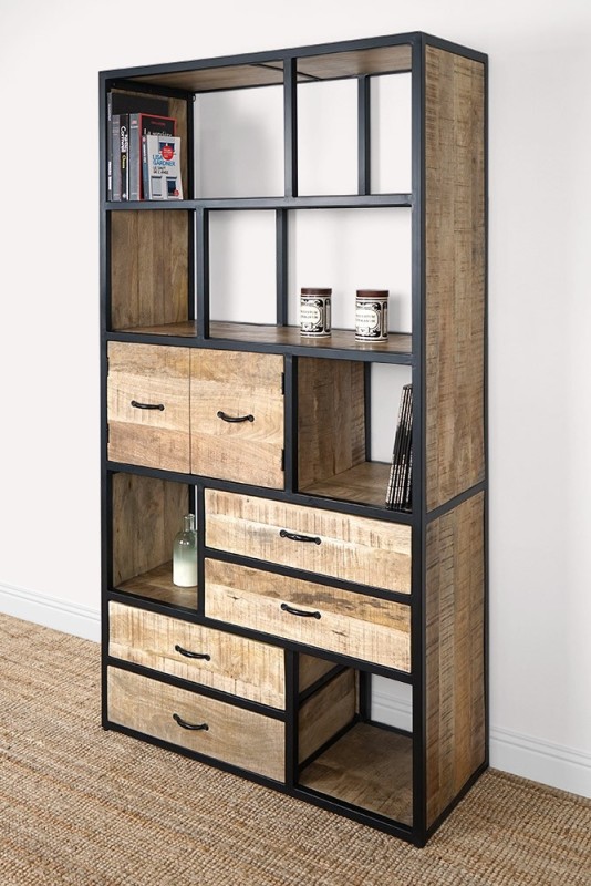 Industriële metalen kast met hout 185 cm x 100 cm - Walter