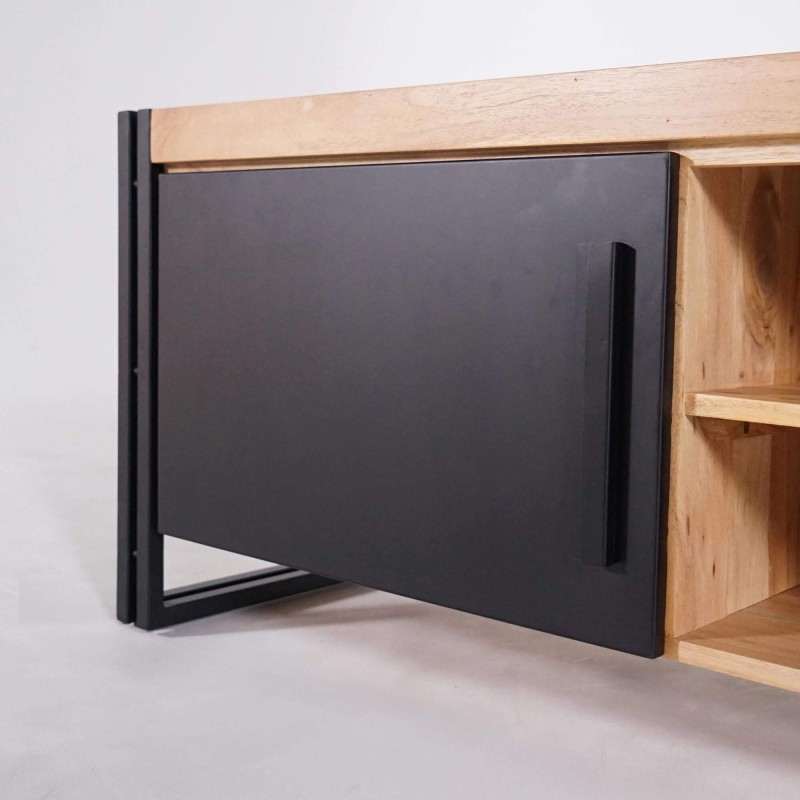 Tv-meubel in massief hout en metaal - Liverpool