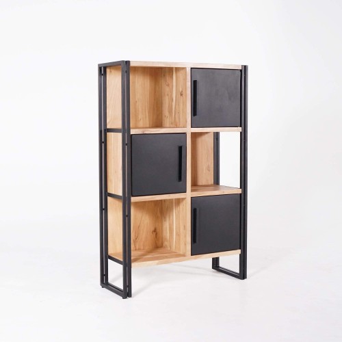 Boekenkast in massief hout en metaal - Liverpool