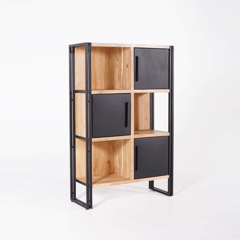 Boekenkast in massief hout en metaal - Liverpool