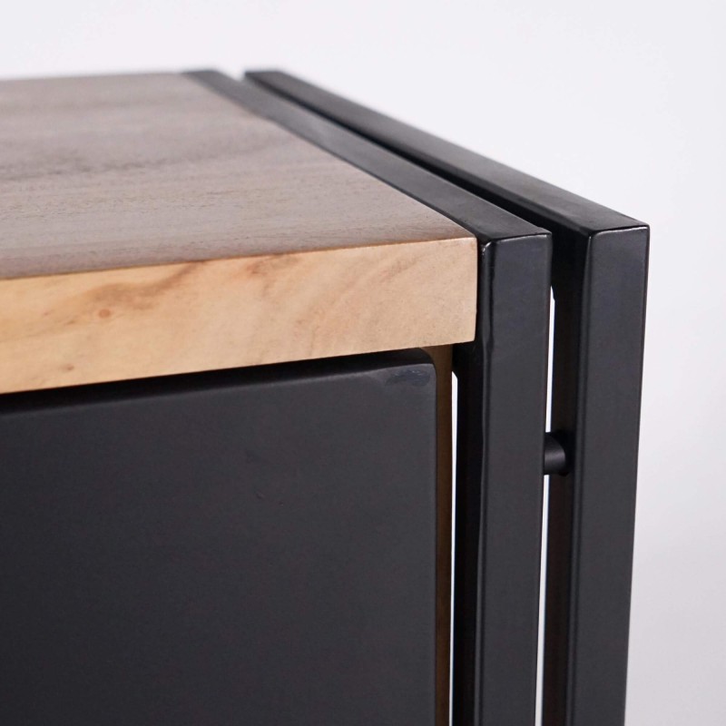 Boekenkast in massief hout en metaal - Liverpool