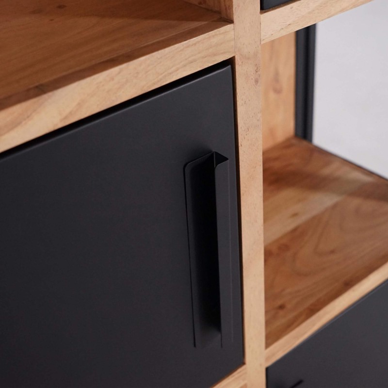 Boekenkast in massief hout en metaal - Liverpool