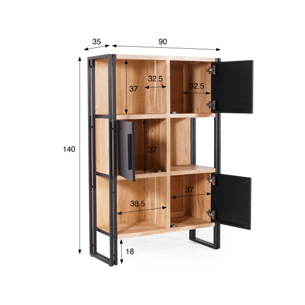 Boekenkast in massief hout en metaal - Liverpool