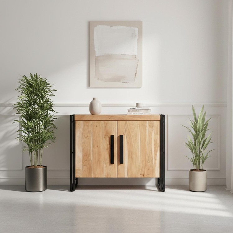 Industrieel dressoir in massief hout 100 cm - Liverpool