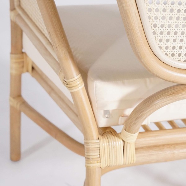 Fauteuil van naturel rotan met beige kussen - Haru