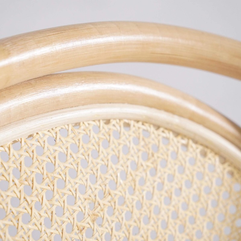 Fauteuil van naturel rotan met beige kussen - Yuki