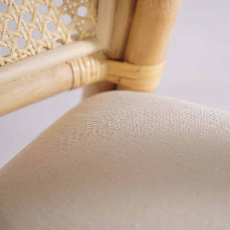 Fauteuil van naturel rotan met beige kussen - Yuki