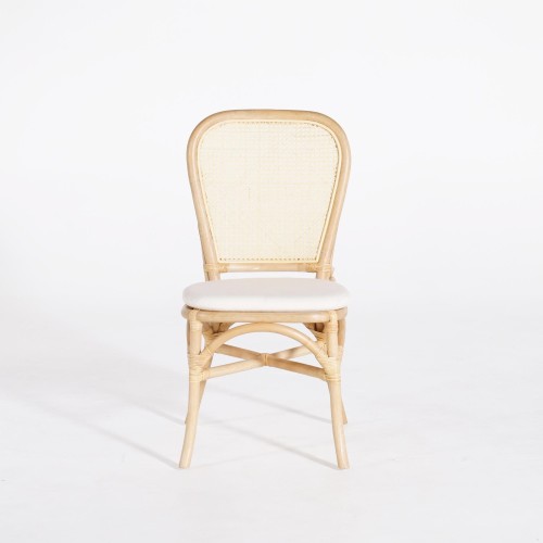 Stoel van naturel rotan met beige kussen - Louna