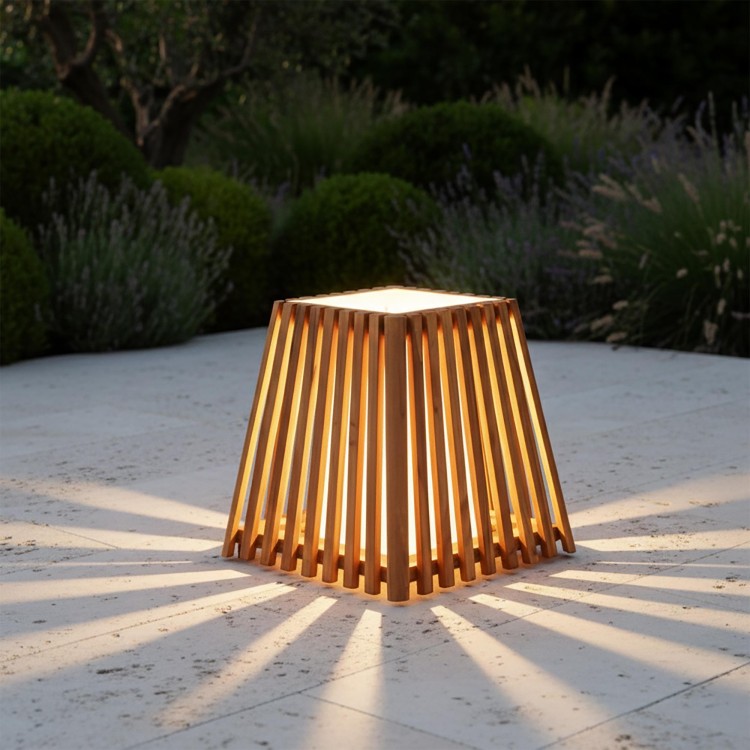 Buitenlamp van teakhout H40 cm - Nori