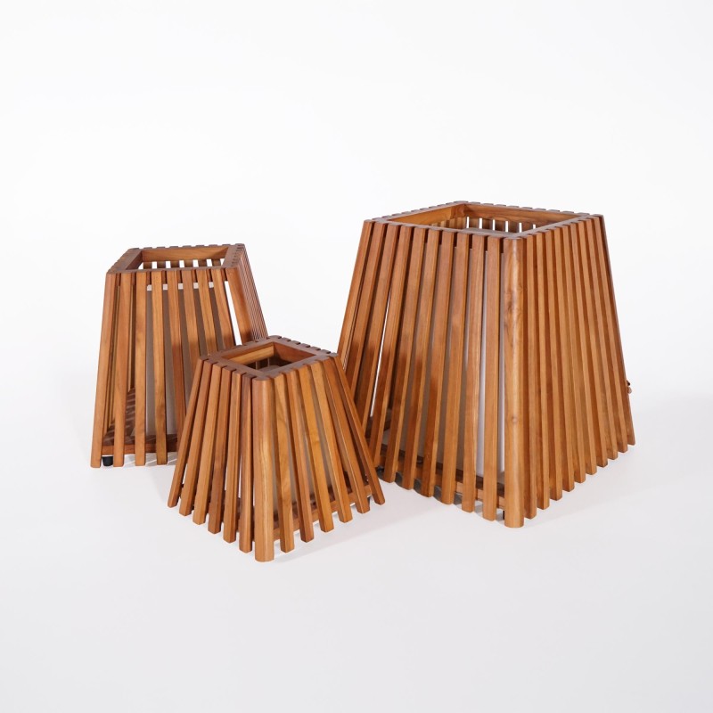 Buitenlamp van teakhout H40 cm - Nori