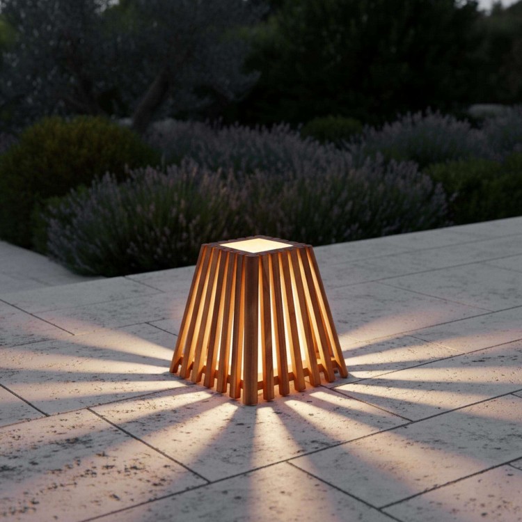 Buitenlamp van teakhout H30 cm - Nori