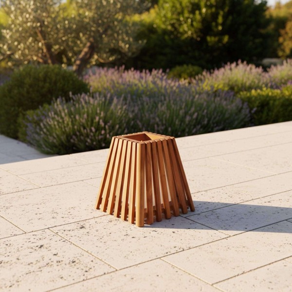 Buitenlamp van teakhout H30 cm - Nori