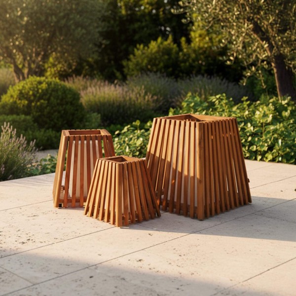 Buitenlamp van teakhout H30 cm - Nori