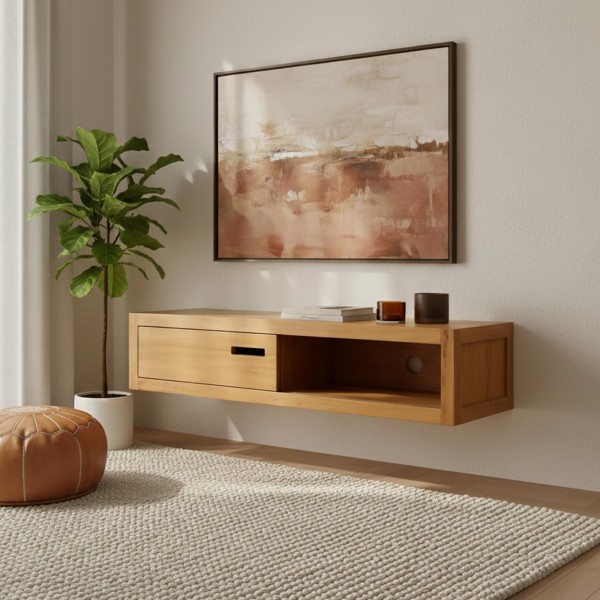 Massief teak wand TV-meubel 140 cm - Mélisandre