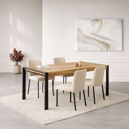 Massief hout en metalen eettafel - Liverpool