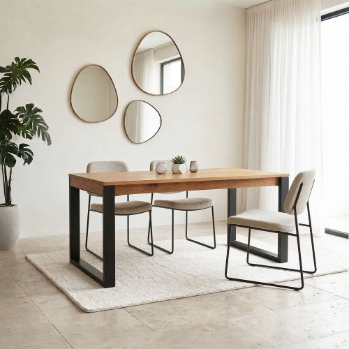 Eettafel van hout en metaal 160 cm – Osaka