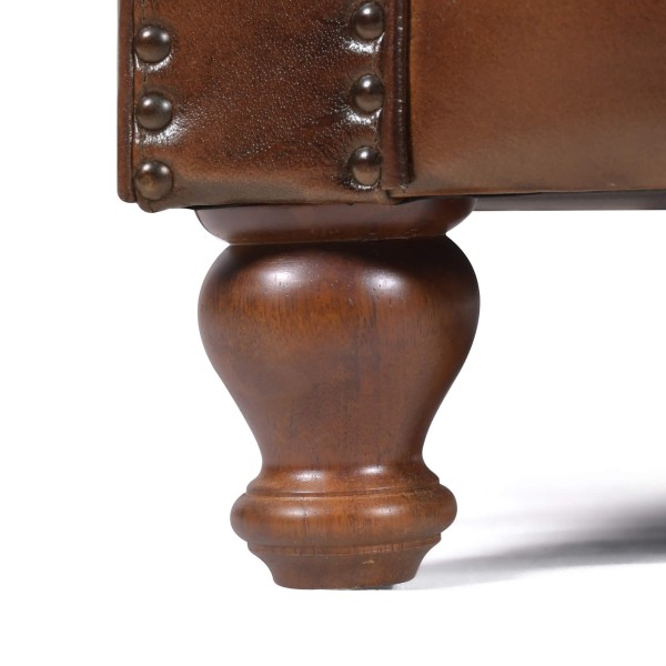 Fauteuil Chesterfield in echt bruin leer - Harold