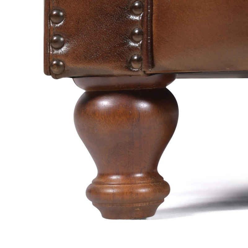 Fauteuil Chesterfield in echt bruin leer - Harold