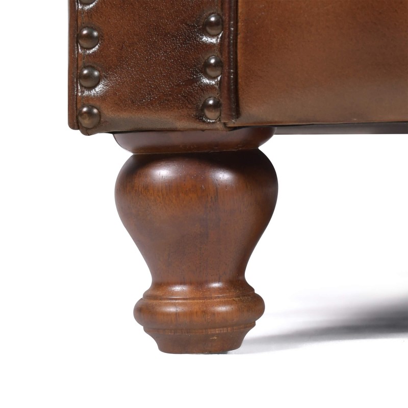 Chesterfield bank van echt bruin leer 3-zits - Harold