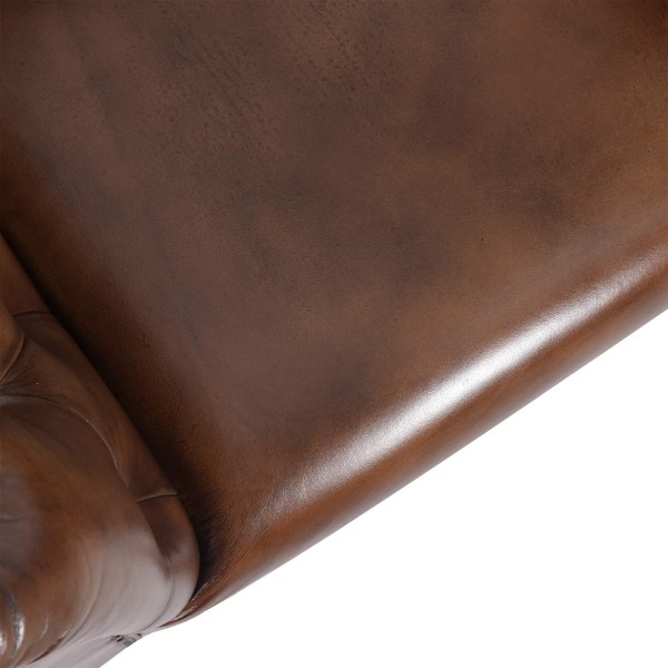 Chesterfield fauteuil van echt bruin leer - Henry