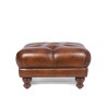 Gecapitonneerde poef van echt bruin leer