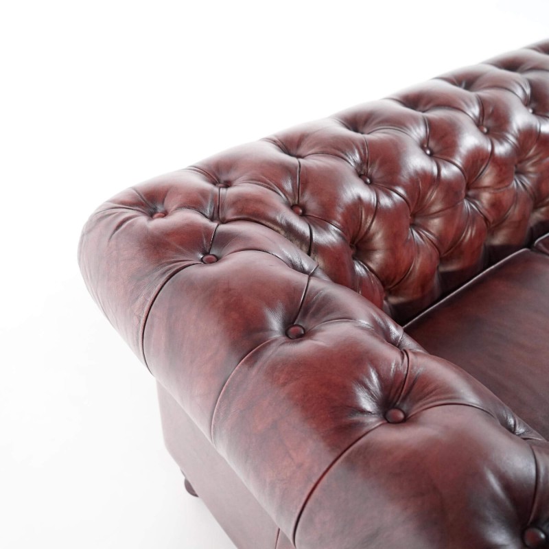 Chesterfield bank van echt bordeaux leer 2-zits - Edward