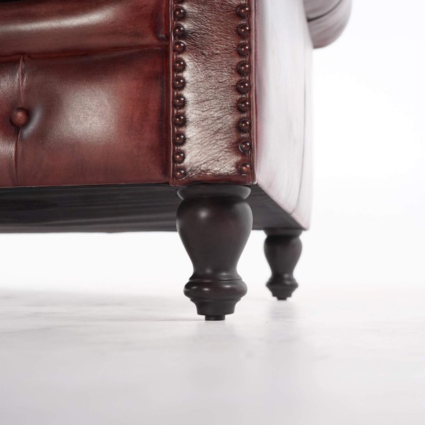 Chesterfield bank van echt bordeaux leer 2-zits - Edward