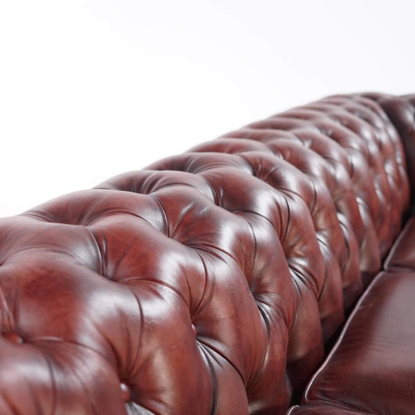 Chesterfield bank van echt bordeaux leer 3-zits - Edward