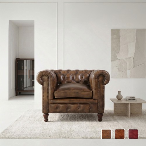 Chesterfield fauteuil in echt leder – Edward