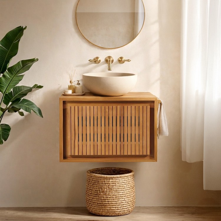 Hangwastafel van massief teakhout - Padang