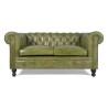 Chesterfield bank van echt groen leer 2-zits - Edward