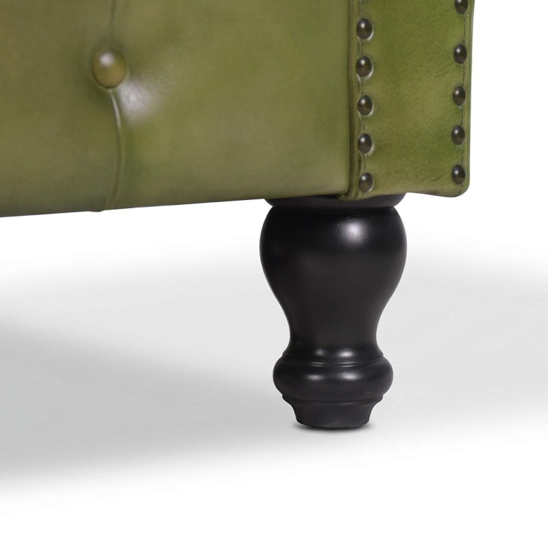 Chesterfield bank van echt groen leer 2-zits - Edward