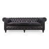Chesterfield bank van echt zwart leer 3-zits - Edward
