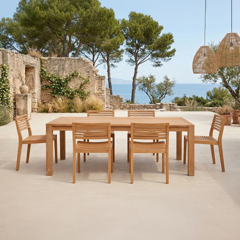 Tuinset met tafel en stoelen in teakhout voor 6 personen