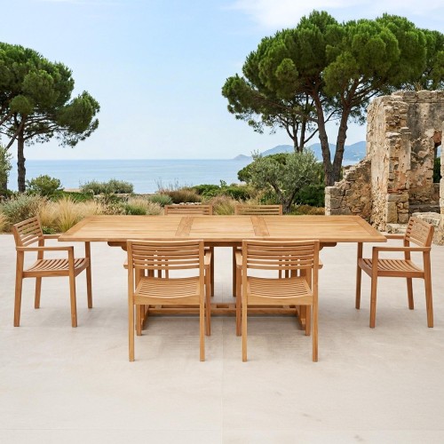 Tuinset met tafel en stoelen in teakhout voor 6 personen